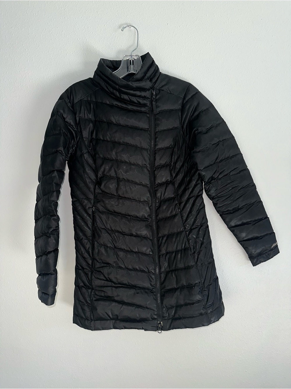 Eddie Bauer Black Quilted Asymmetric Packable Puffer Coat - XS